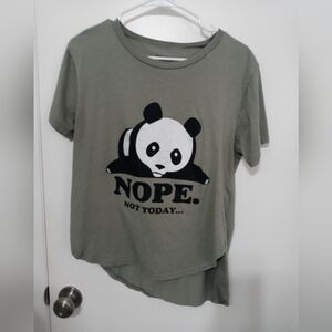 On Fire army green Short Sleeve Panda"Nope Not Today" 2 Sided Graphic T Shirt XL